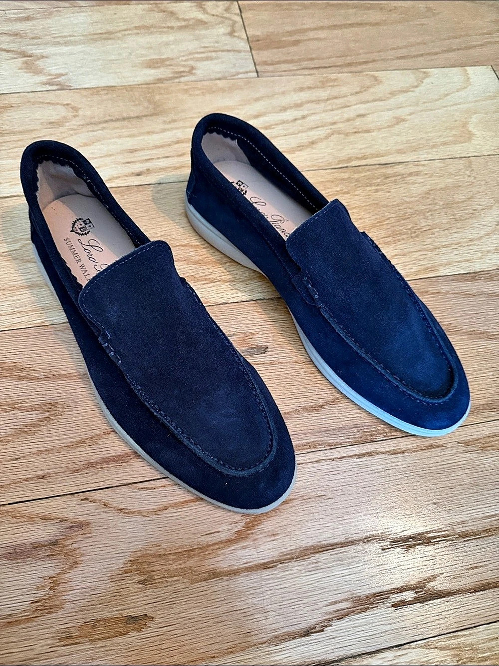 Loro Piana Summer Walk Suede Loafers Blue
